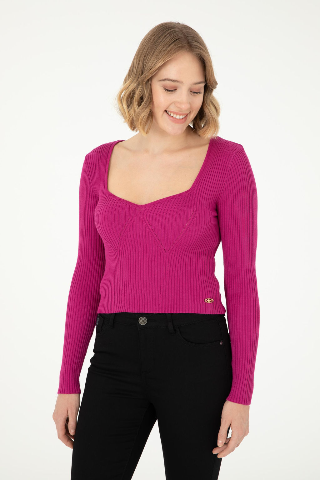 Женский свитер цвета фуксии - U.s. polo assn фото 3