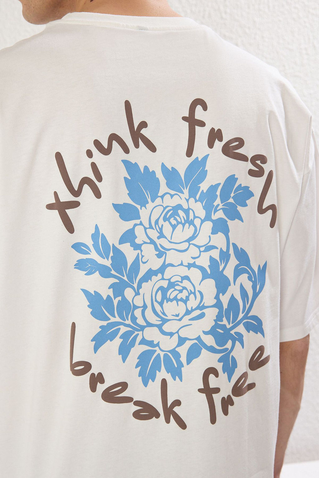 TRENDYOL MAN Ekru Oversize/Genis Kesim Cicek Bask?l? Kal?n %100 Pamuklu T-Shirt TMNSS25TS00028 - Trendyolmilla фото 14