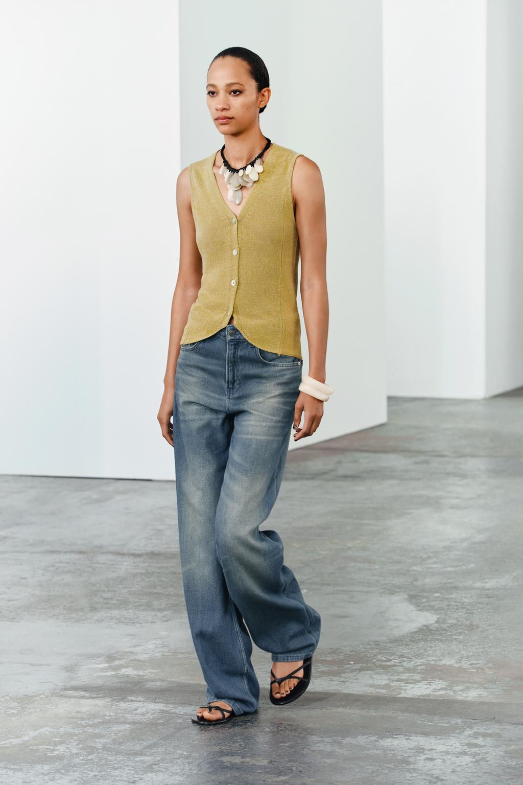 PLAIN LINEN BLEND KNIT WAISTCOAT - Zara фото 4