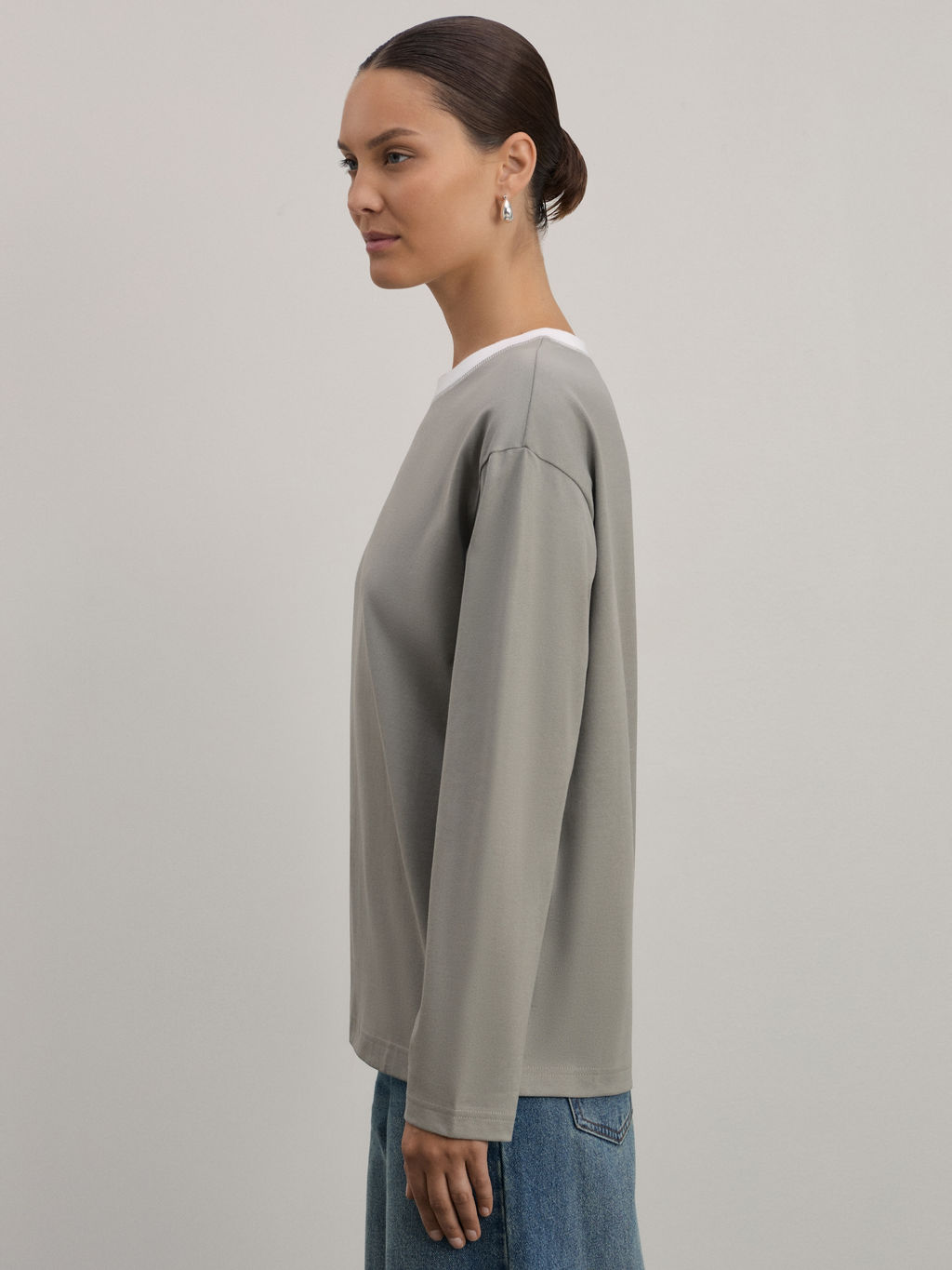 Базовый лонгслив из хлопка с принтом / Zarina  фото 4