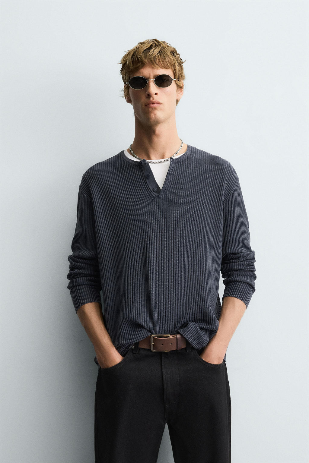 WASHED BUTTON-NECK SWEATER - Zara фото 2