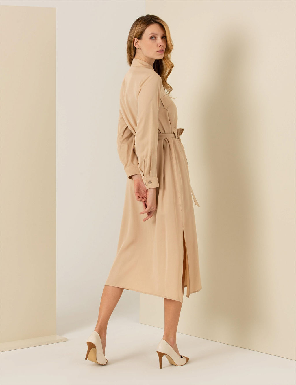 Bej Midi G_mlek Elbise - Pierre cardin фото 5