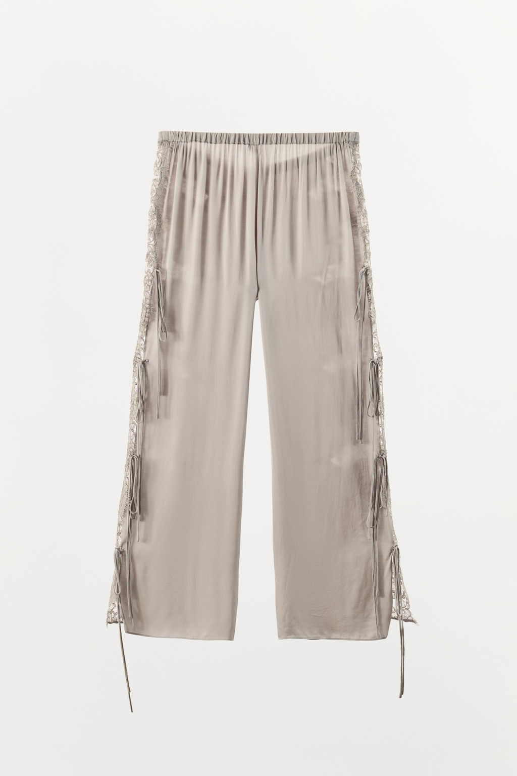 PANTAL?N SATINADO ENCAJE ABERTURAS / Gris - Zara фото 5