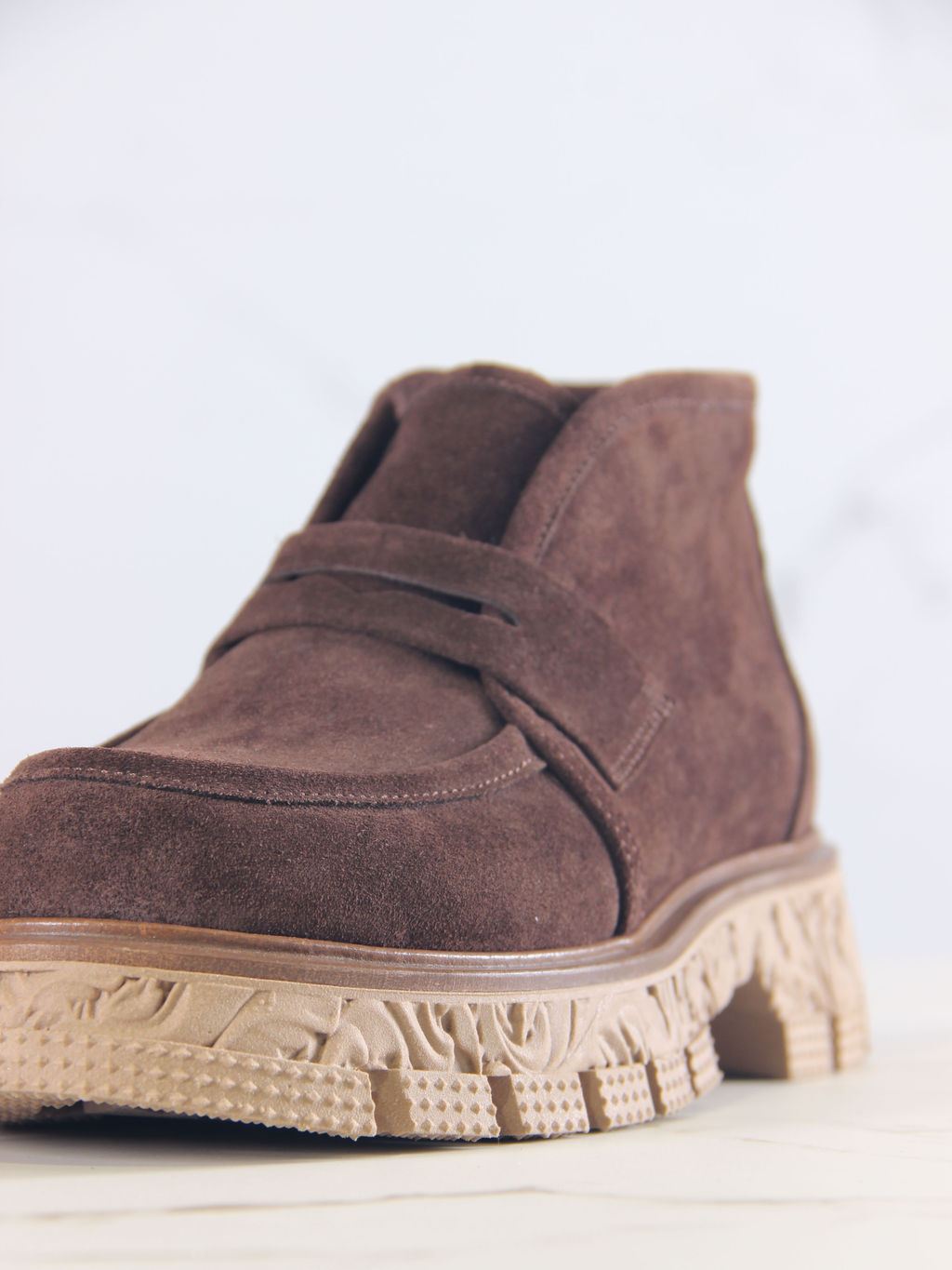 Полуботинки 304.PODYUM141br.Коричневая замша/байка