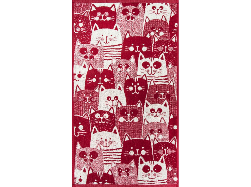 Полотенце махровое 6с103.412ж1 Мир котов (бордо) 50х90см