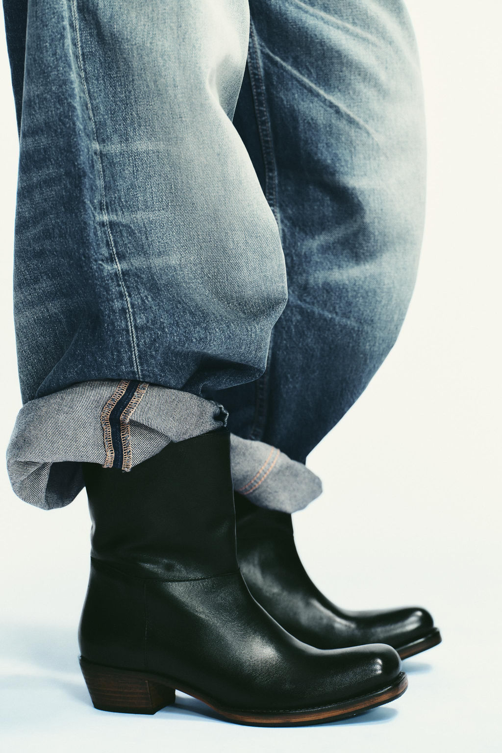 LEATHER COWBOY ANKLE BOOTS - Zara фото 3