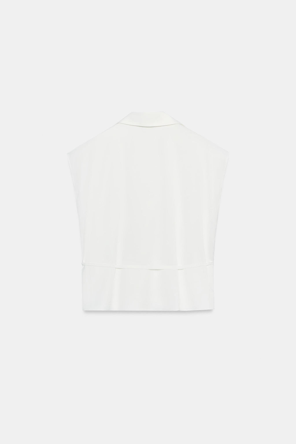 CAMISA SATINADA MANGA CORTA CINTUR?N / Blanco