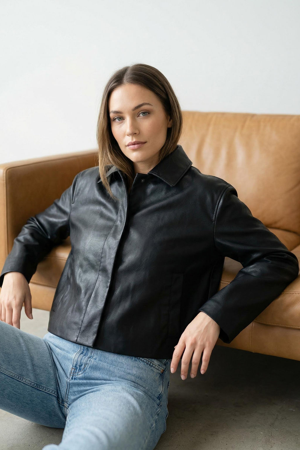 Siyah Regular Suni Deri Ceket Ince Mont TWOAW26MO00007 - Trendyolmilla фото 9