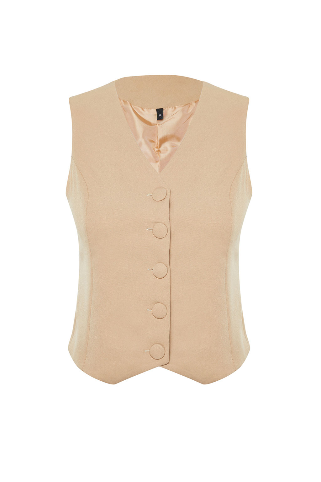 Vizon Fitted Dugmeli Crop Dokuma Yelek TWOSS21YE0009
