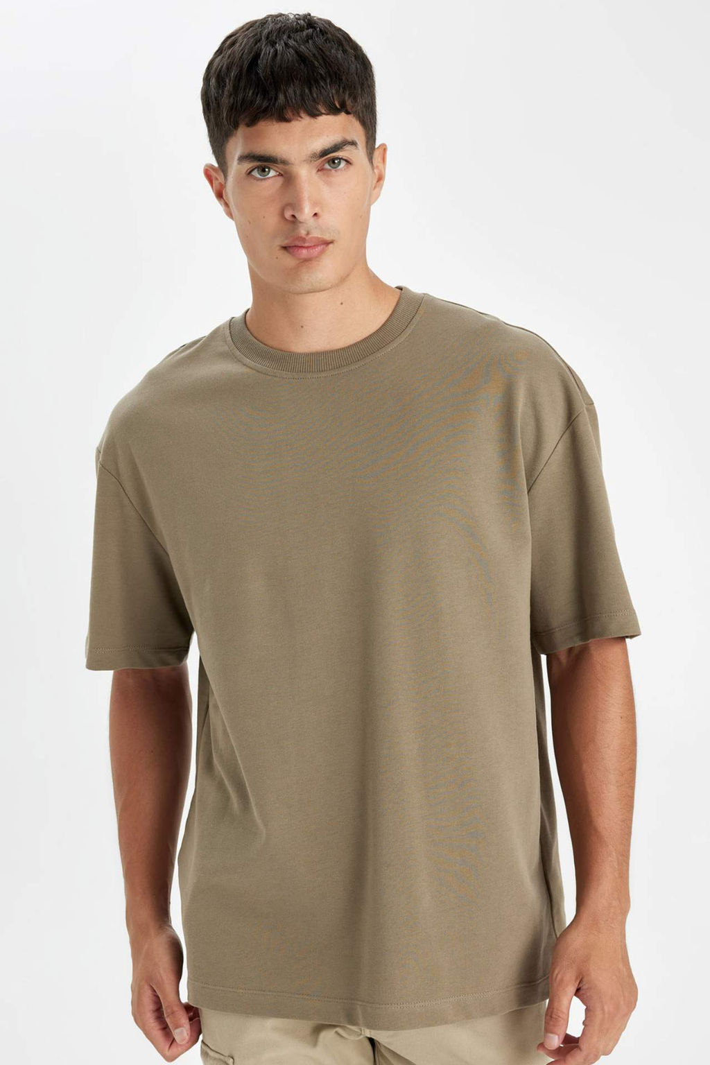 Relax Fit Bisiklet Yaka Pamuklu K?sa Kollu Basic Duz Tisort - Defacto фото 2