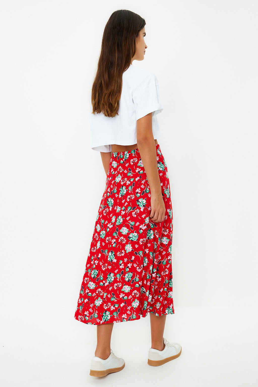 TRENDYOLMILLA Mavi Cicek Desenli Viskon Kumasl? Midi Boy Dokuma Etek TWOSS23ET00295 фото 6