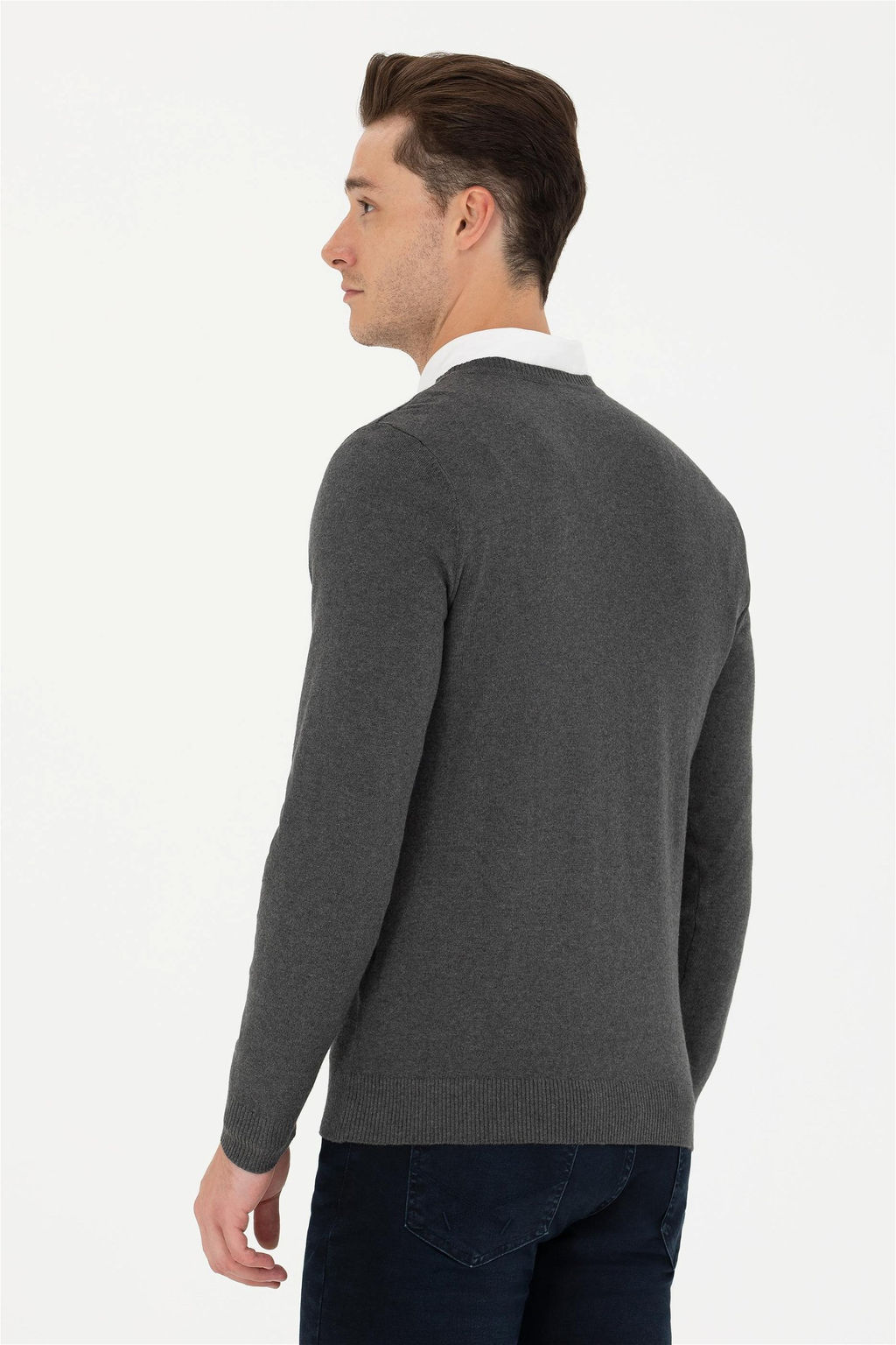 U. S. Polo Assn / Мужской базовый свитер антрацитового меланжа - U.s. polo assn фото 12