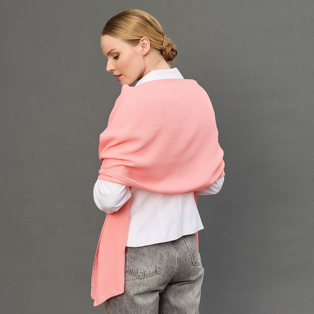 Палантин 170 х 70 см, цвет лосось - Мастерская ПОКРОВ фото 3