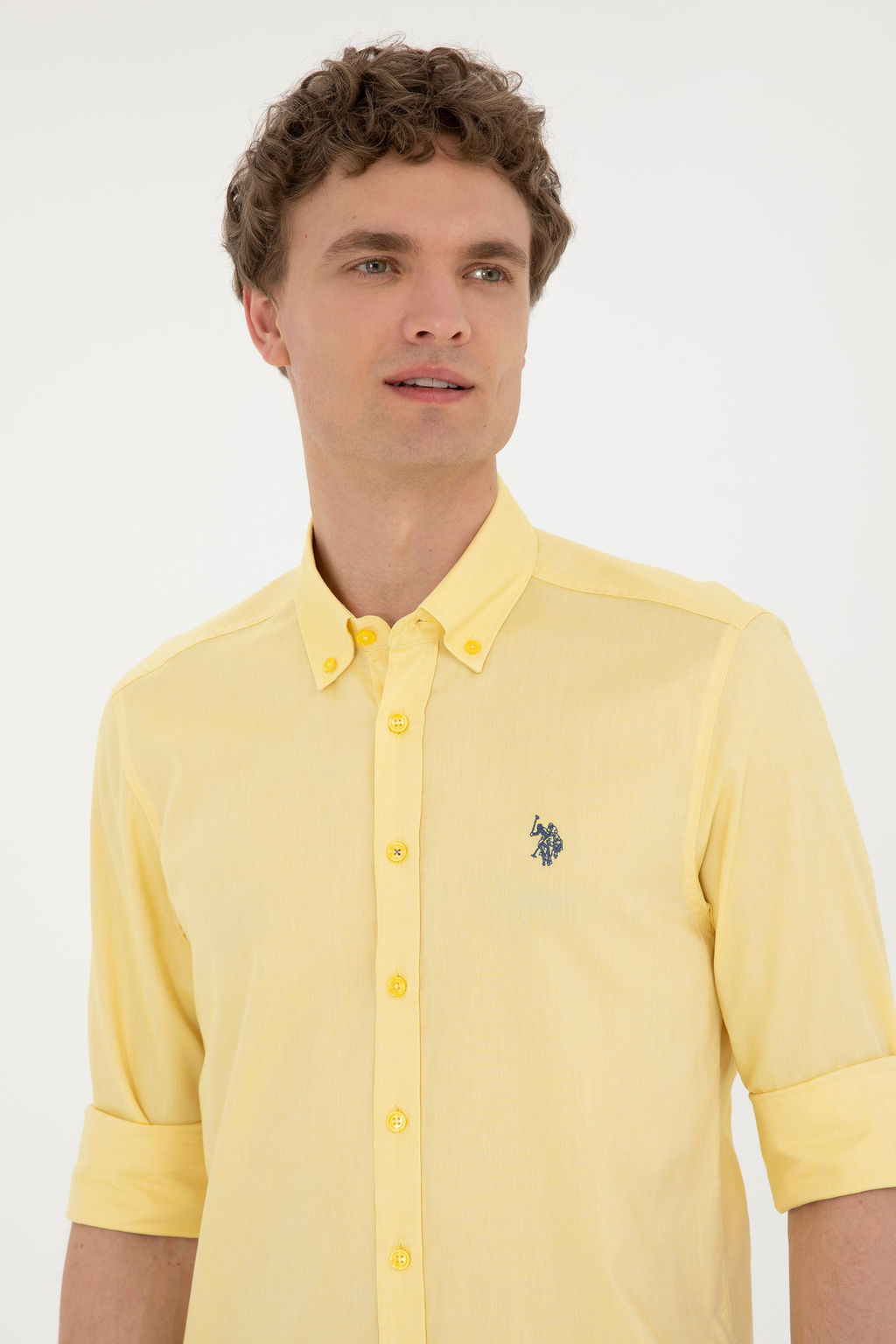 U. S. Polo Assn / Мужская желтая базовая рубашка с длинным рукавом - U.s. polo assn фото 9