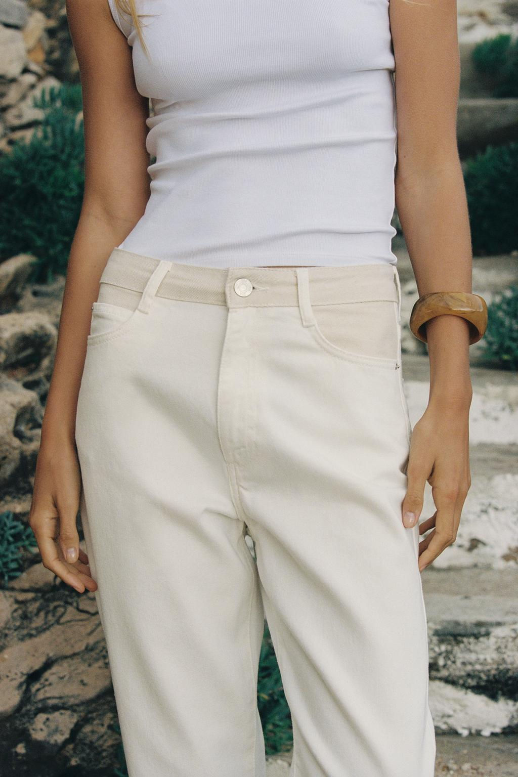 Z1975 HIGH-WAIST MOM FIT JEANS WITH CONTRAST WAIST - Zara фото 4