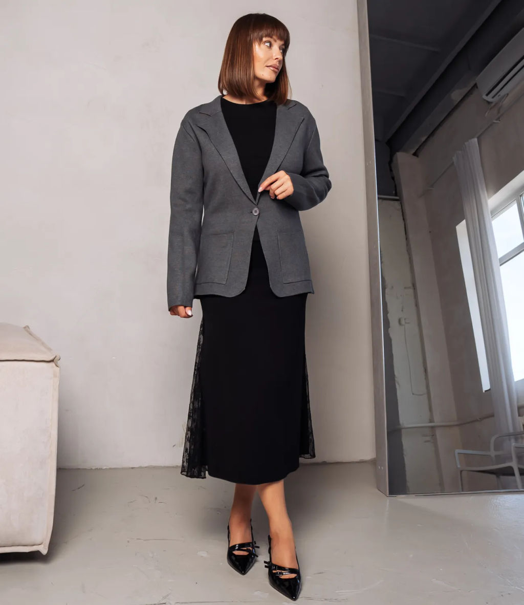 Кардиган #КТ073, тёмно-серый