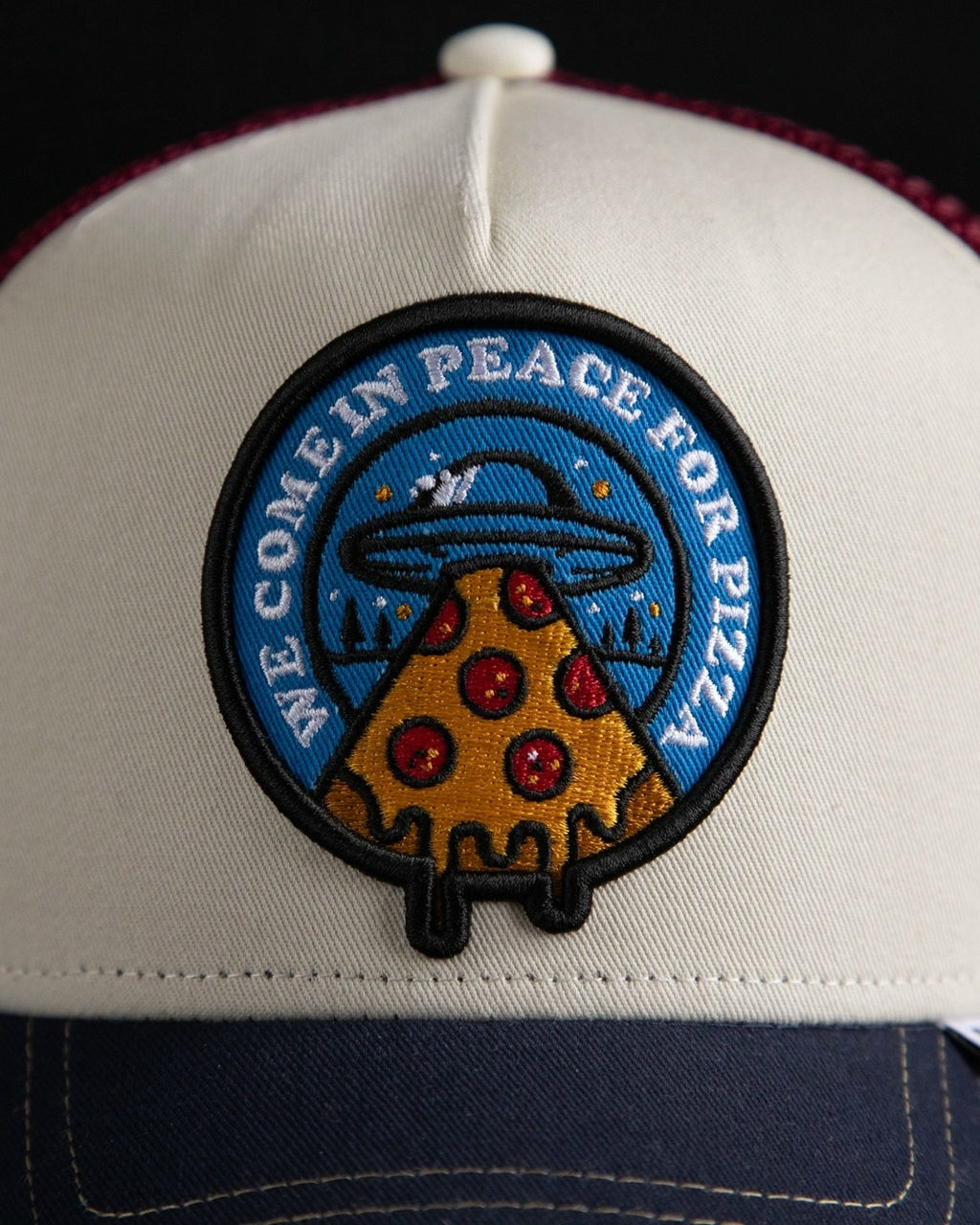 Бейсболка DJINNS арт. HFT Food Peace Pizza (кремовый / синий / бордовый)  фото 6