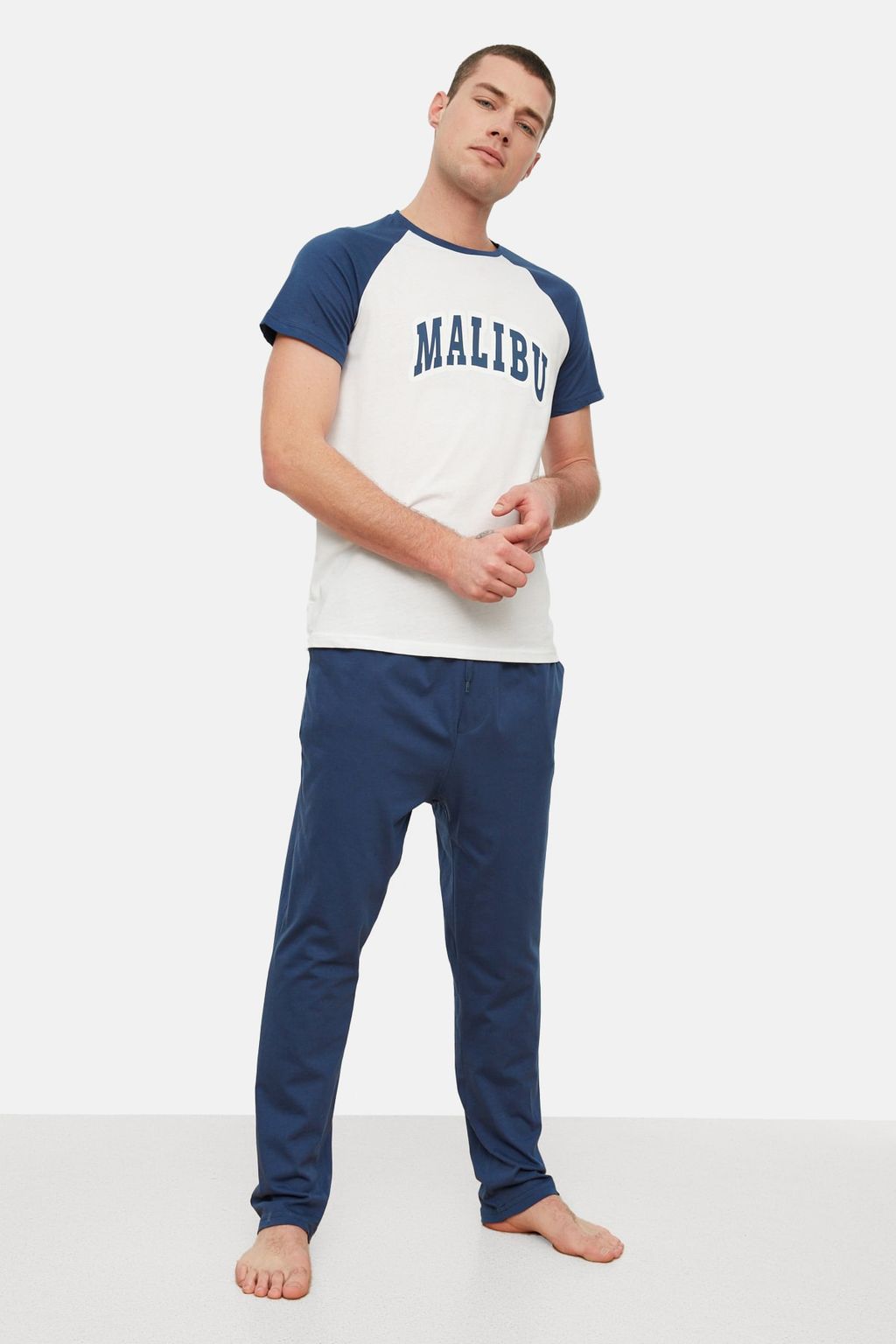 TRENDYOL MAN Lacivert %100 Pamuk Regular Fit Orme Pijama Tak?m? THMSS21PT0235 - Trendyolmilla фото 2