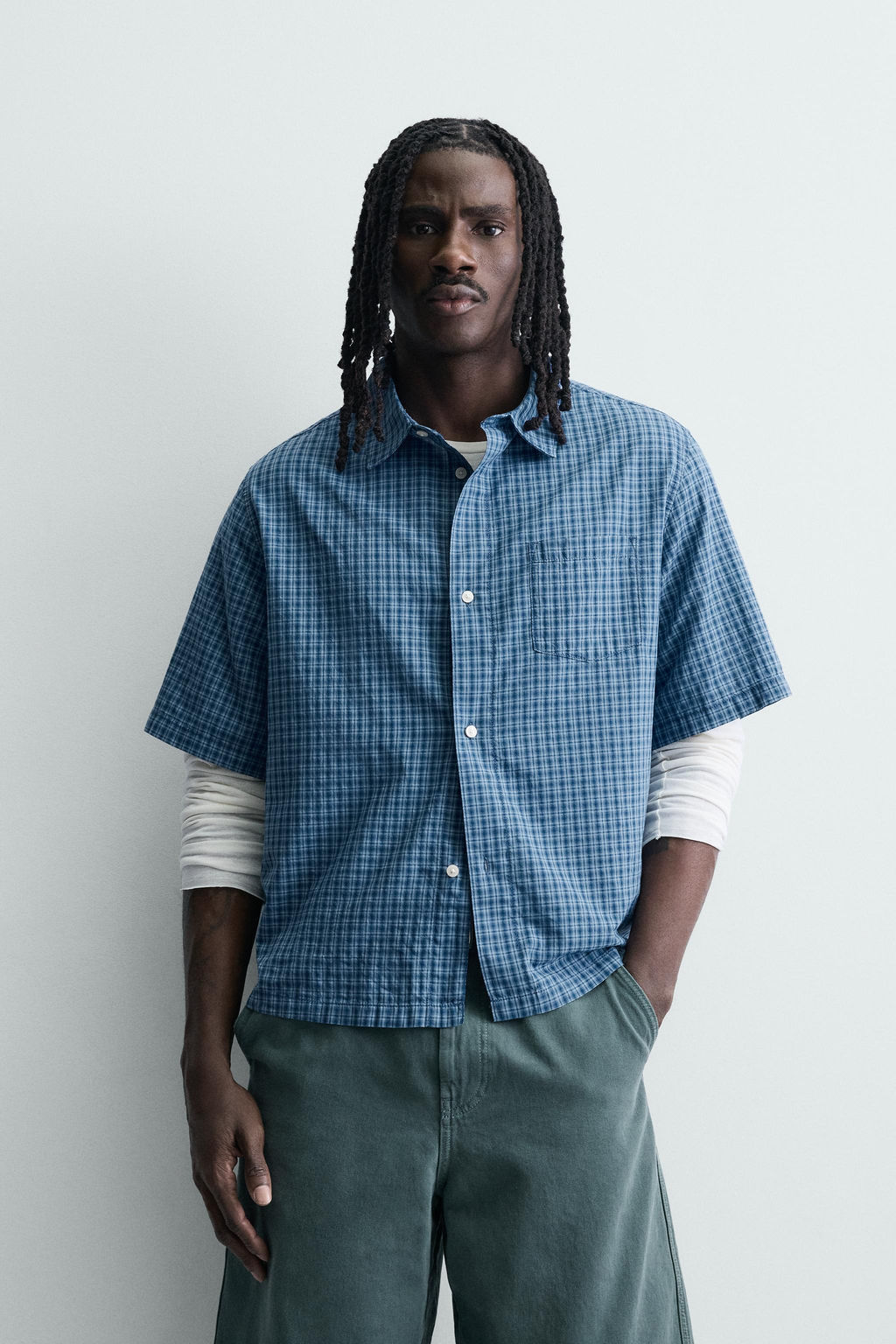 CAMISA BOXY FIT CUADROS / Azul - Zara фото 2