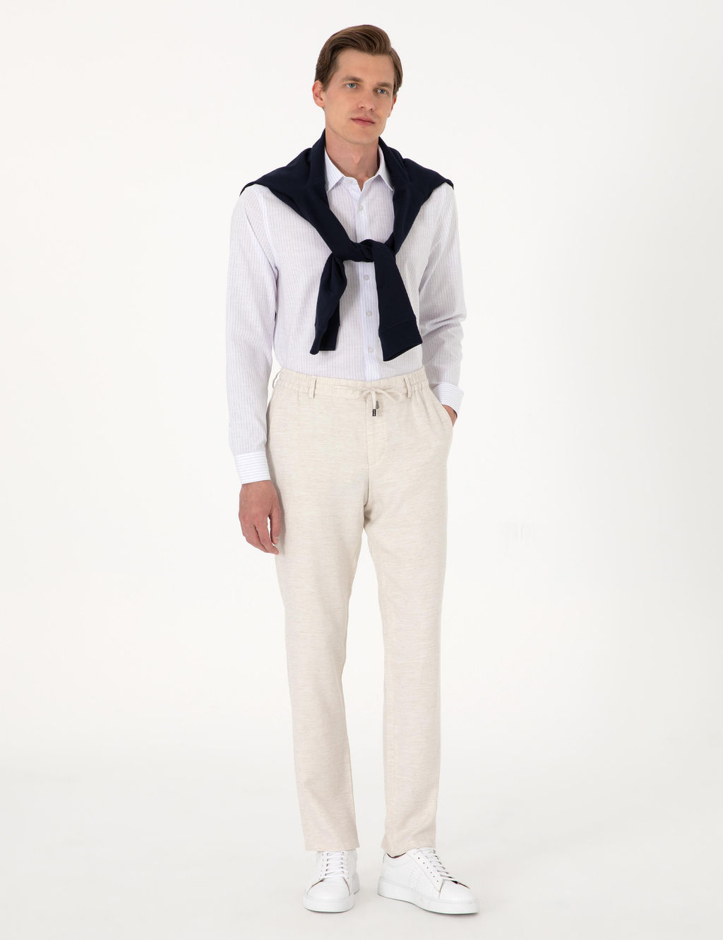 Lacivert Slim Fit _izgili Uzun Kollu G_mlek - Pierre cardin фото 4