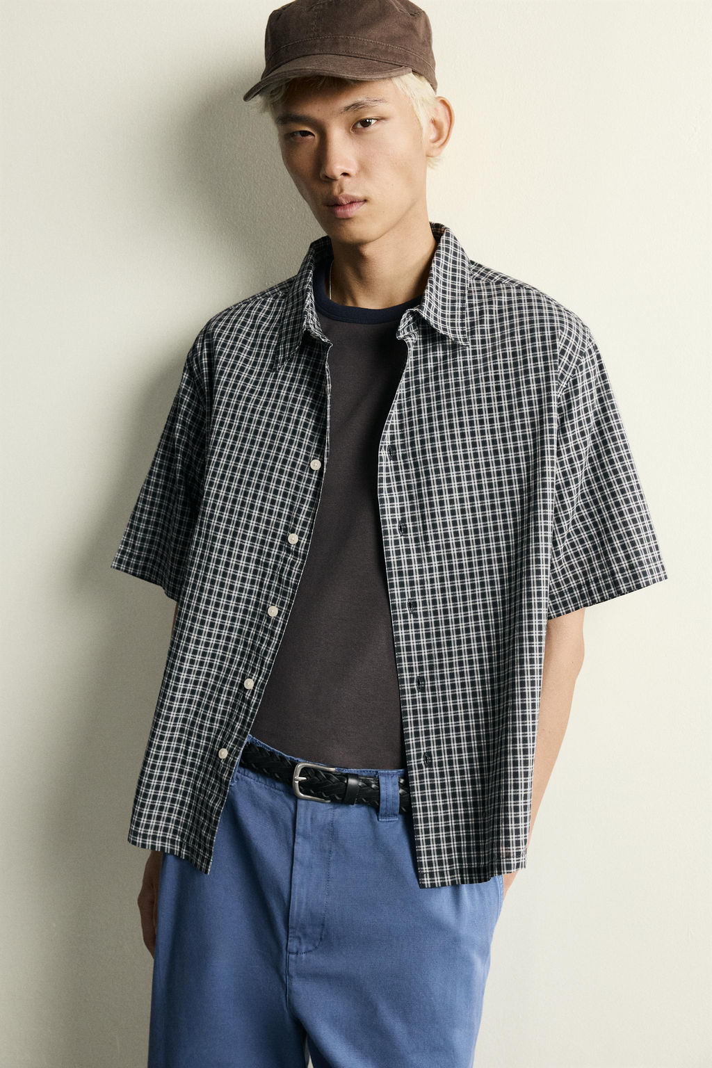 CAMISA RELAXED FIT JACQUARD CUADROS / Azul - Zara фото 6