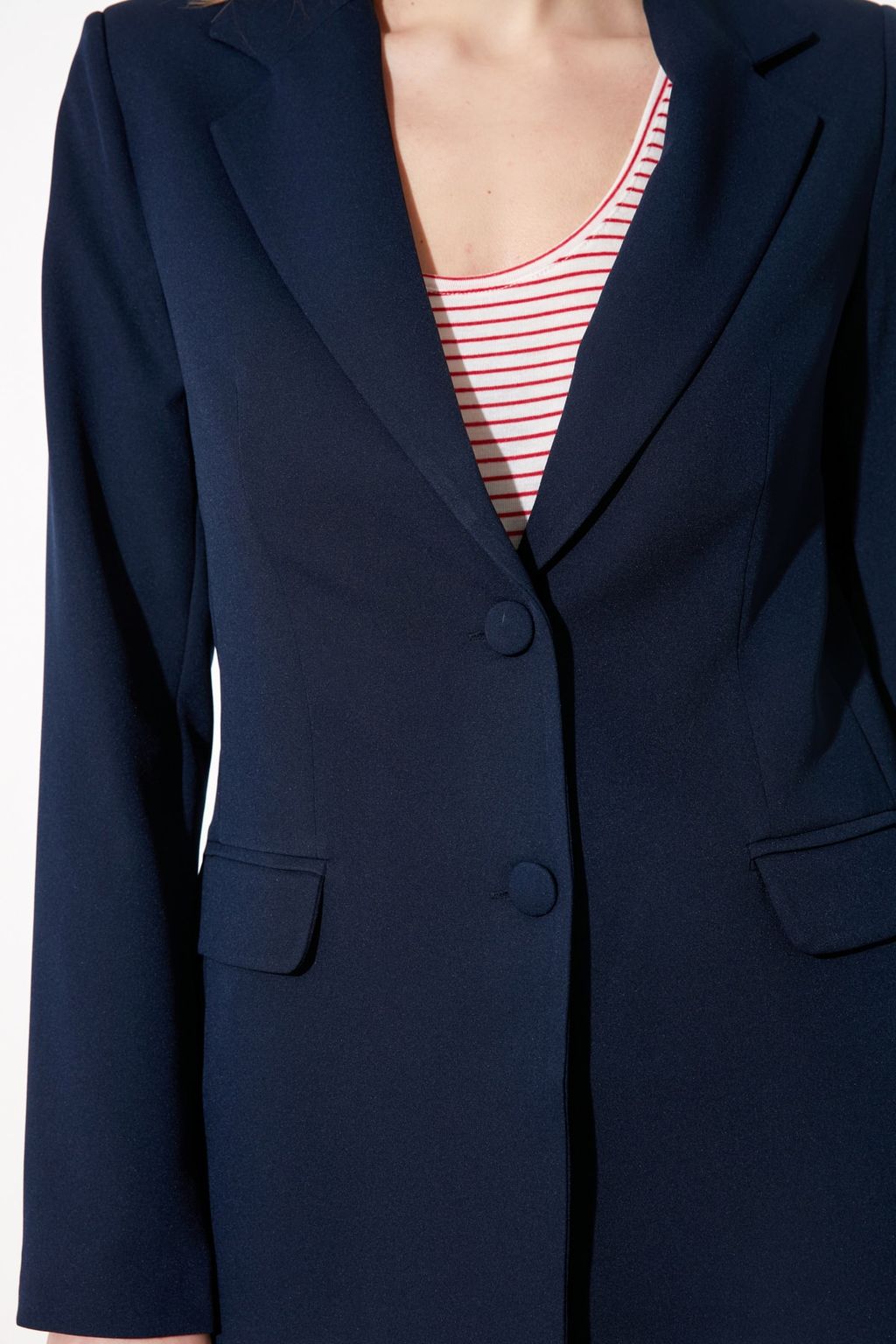 TRENDYOLMILLA Lacivert Regular Astarl? Dokuma Blazer Ceket TWOSS20CE0126  фото 10