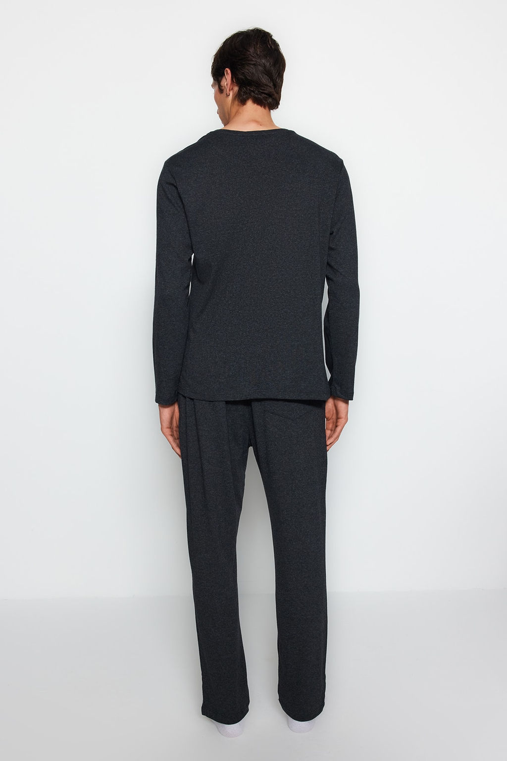 TRENDYOL MAN Lacivert Regular Fit Bask?l? Orme Pijama Tak?m? TMNAW24PT00005 - Trendyolmilla фото 6