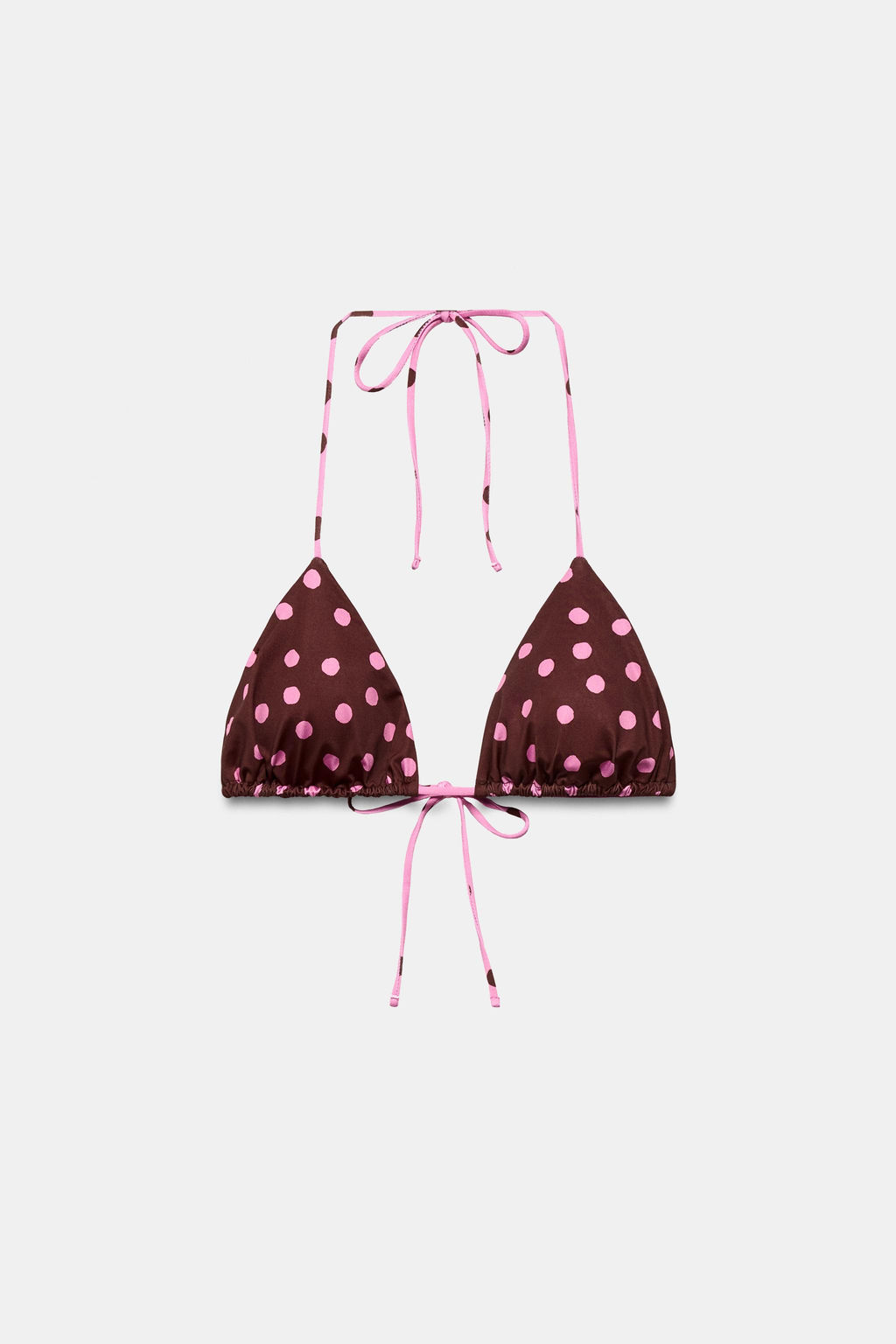 TOP BIKINI TRIANGULAR ESTAMPADO LUNARES / Rosa - Zara фото 3