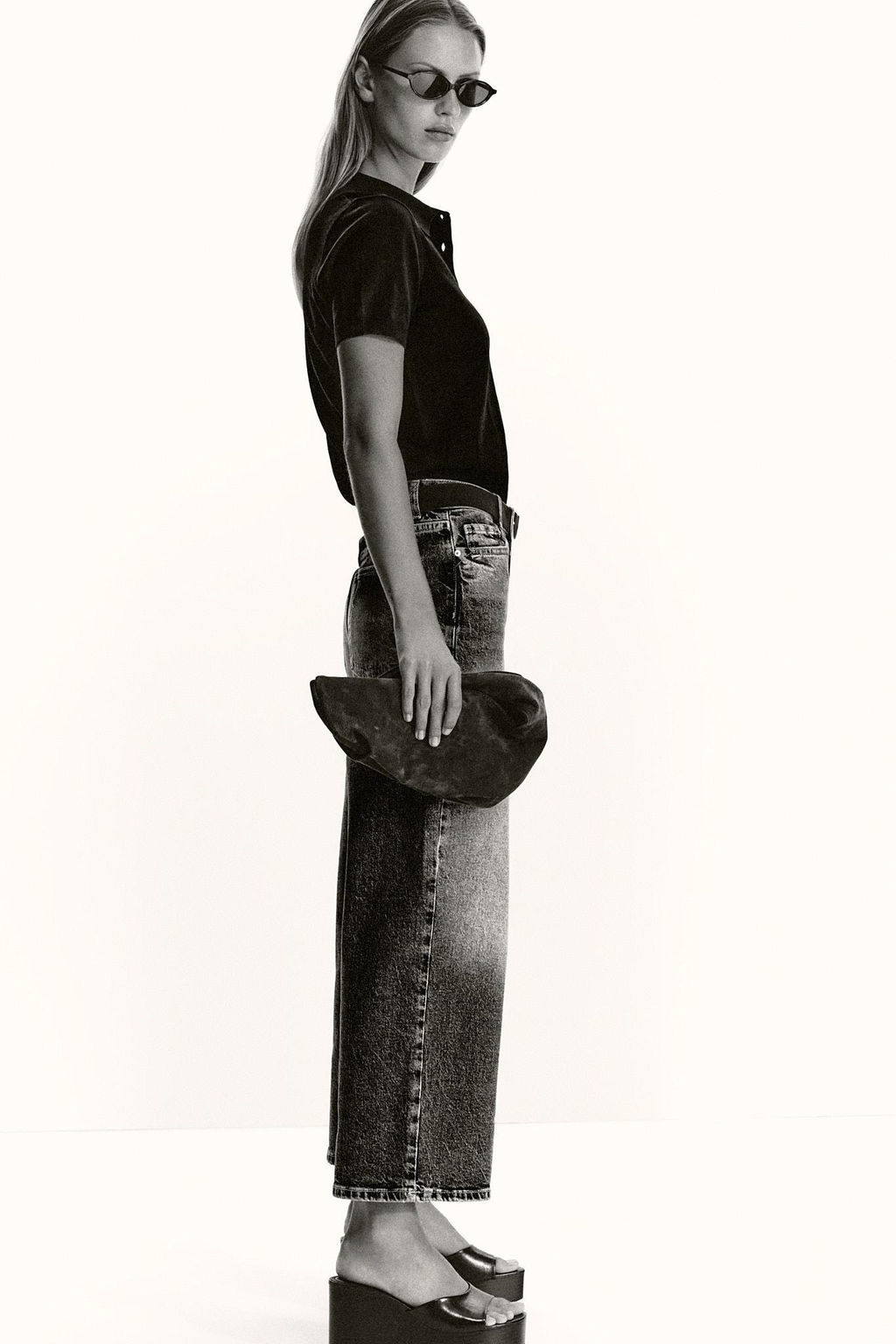 Z.10 HIGH-WAIST BELTED CULOTTES JEANS - Zara фото 4