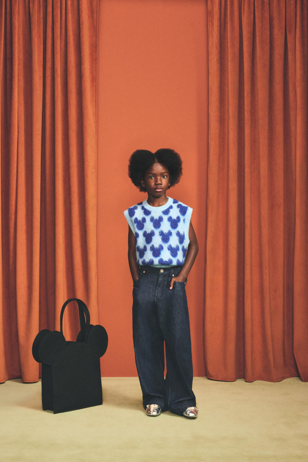 MICKEY SILHOUETTE PATCH WIDE-LEG JEANS HARRY LAMBERT FOR ZARA X DISNEY  фото 5