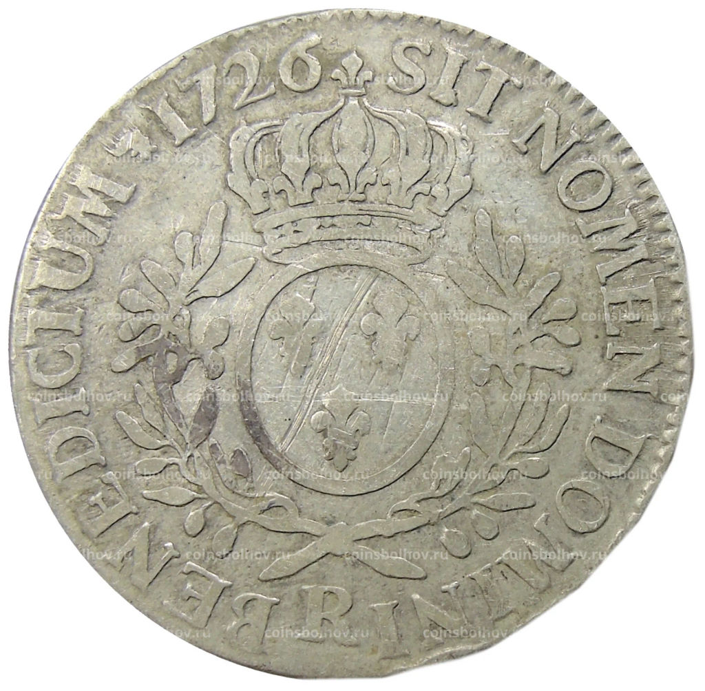 Монета 1 экю 1726 года R Франция (Людовик XV)