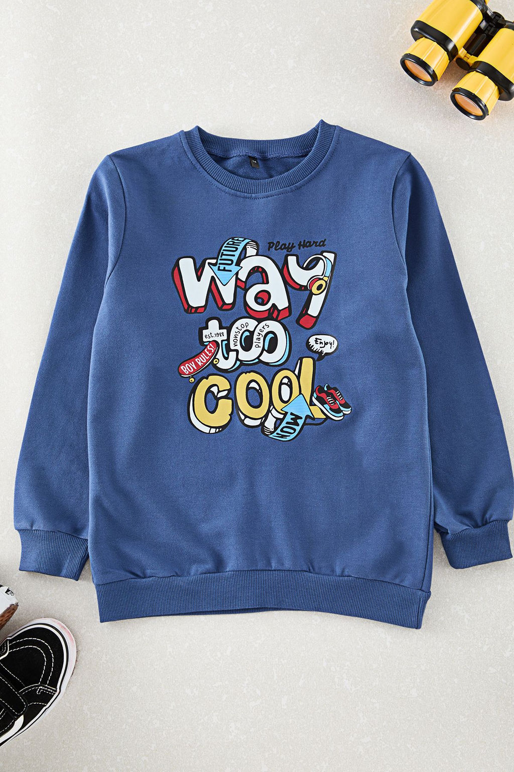 Indigo Erkek Cocuk Slogan Desenli Pamuklu Bisiklet YakaOrme Sweatshirt TKDAW25SW00026 - Trendyolmilla фото 2