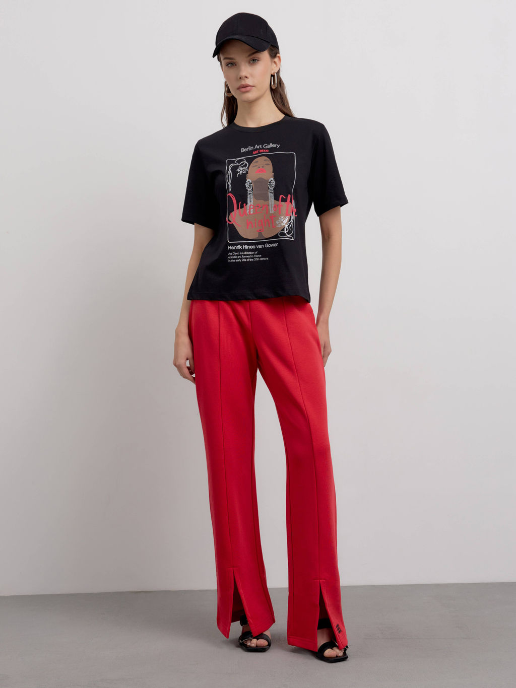 CONTE Брюки из футера с рельефными швами и разрезами LBK 2595 tomato - Conte elegant фото 3