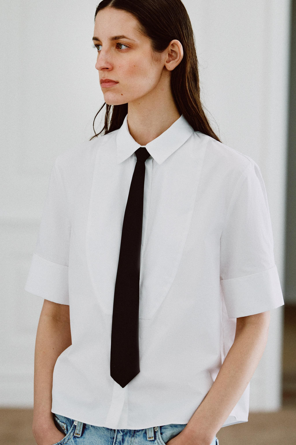 CAMISA PECHERA CORBATA ZW COLLECTION / Blanco - Zara фото 2