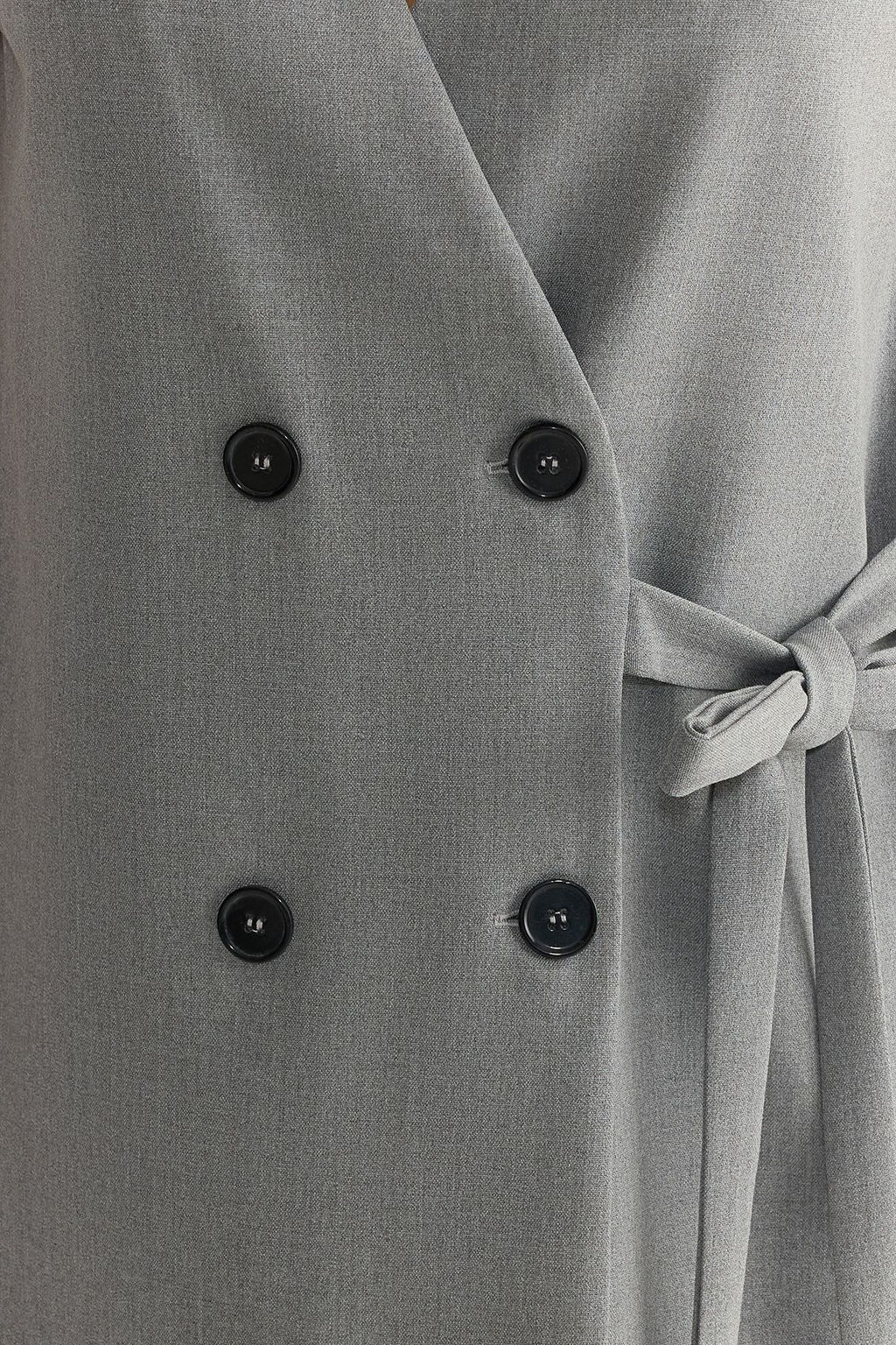 TRENDYOLMILLA Gri Oversize Baglama Detayl? Poliviskon Dokuma Yelek TWOSS25YE00013 фото 3