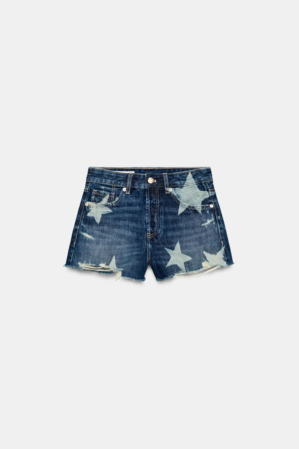 SHORTS DENIM TRF TIRO MEDIO ESTRELLAS / Azul - Zara фото 3