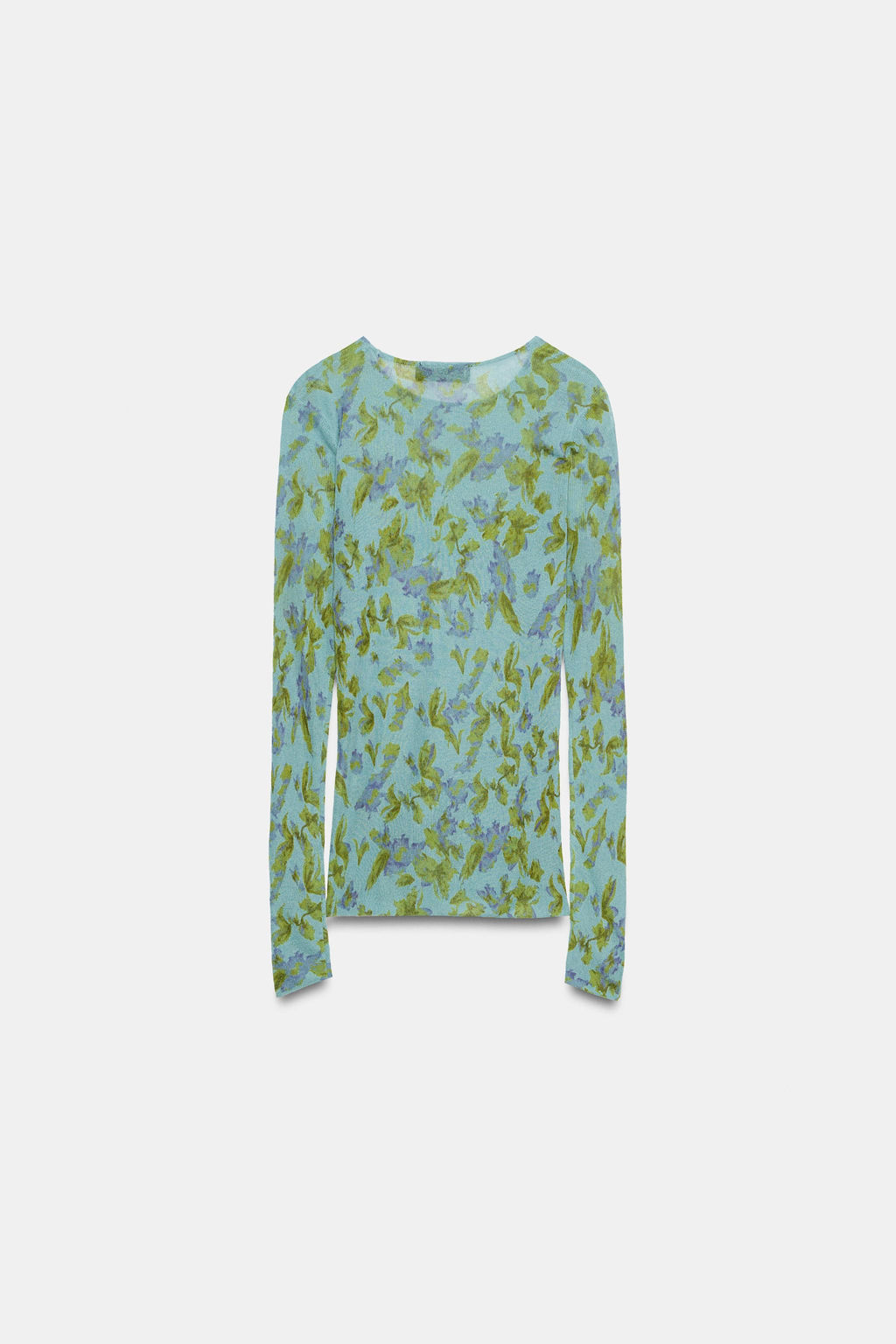 TOP PUNTO ESTAMPADO FLORAL / Azul - Zara фото 8
