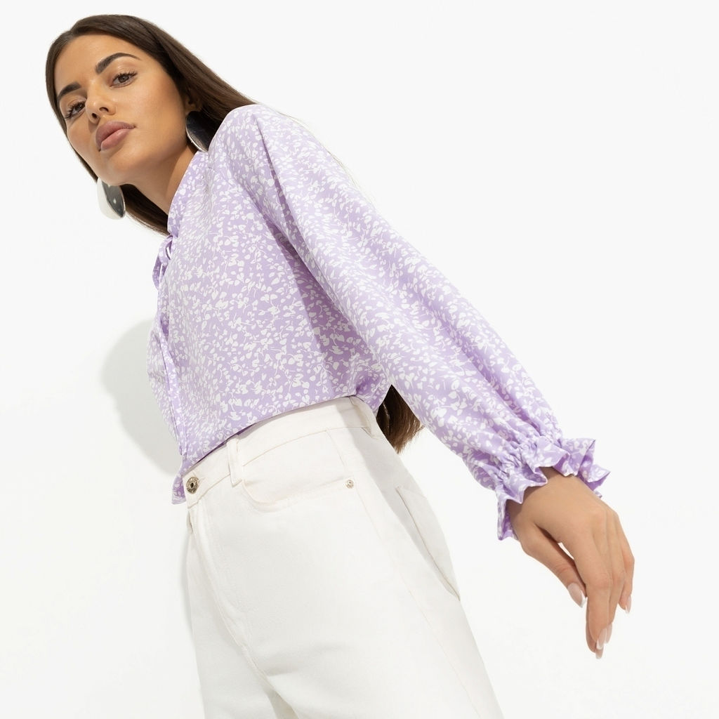 Блуза со сборками на рукавах, В лучшей роли (сиреневый) - Charutti фото 12
