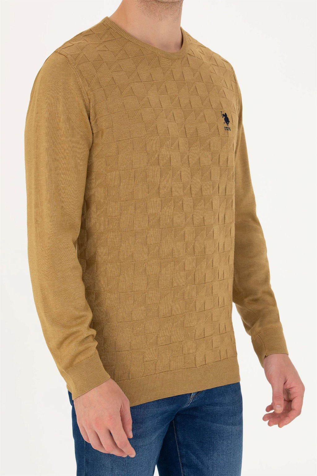 U. S. Polo Assn Мужской базовый свитер светло-хаки - U.s. polo assn фото 6