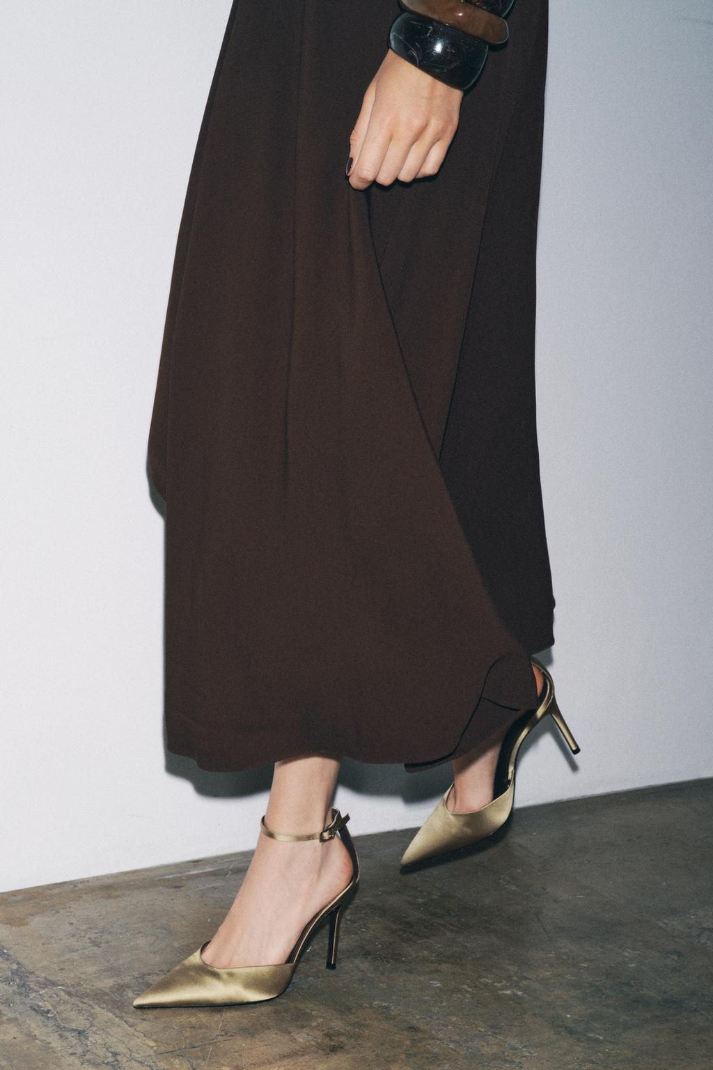 SATIN HIGH-HEEL SHOES WITH STRAP - Zara фото 3