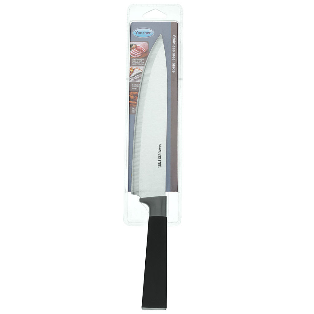 Стефани Нож кухонный 205мм из нержавеющей стали, широкое лезвие, пластмассовая ручка, цвета в ассортименте: розовый, голубой, белый, шоколадный, в блистере (Китай) - Домашняя мода фото 9