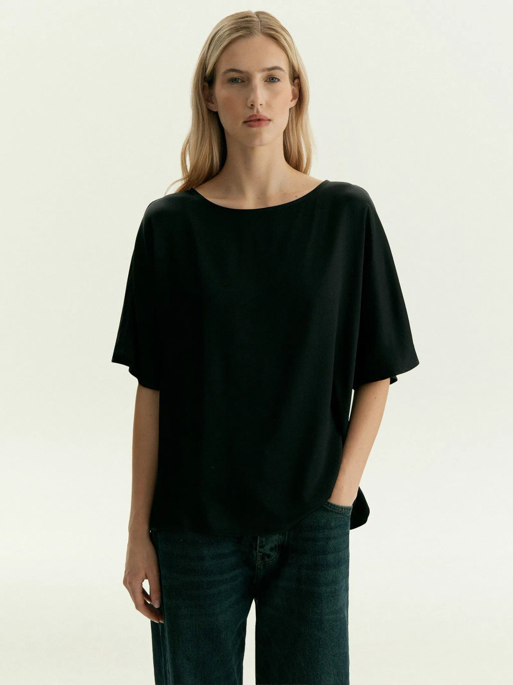 Блузка с коротким рукавом из вискозы, B3248/algo - Emka фото 2