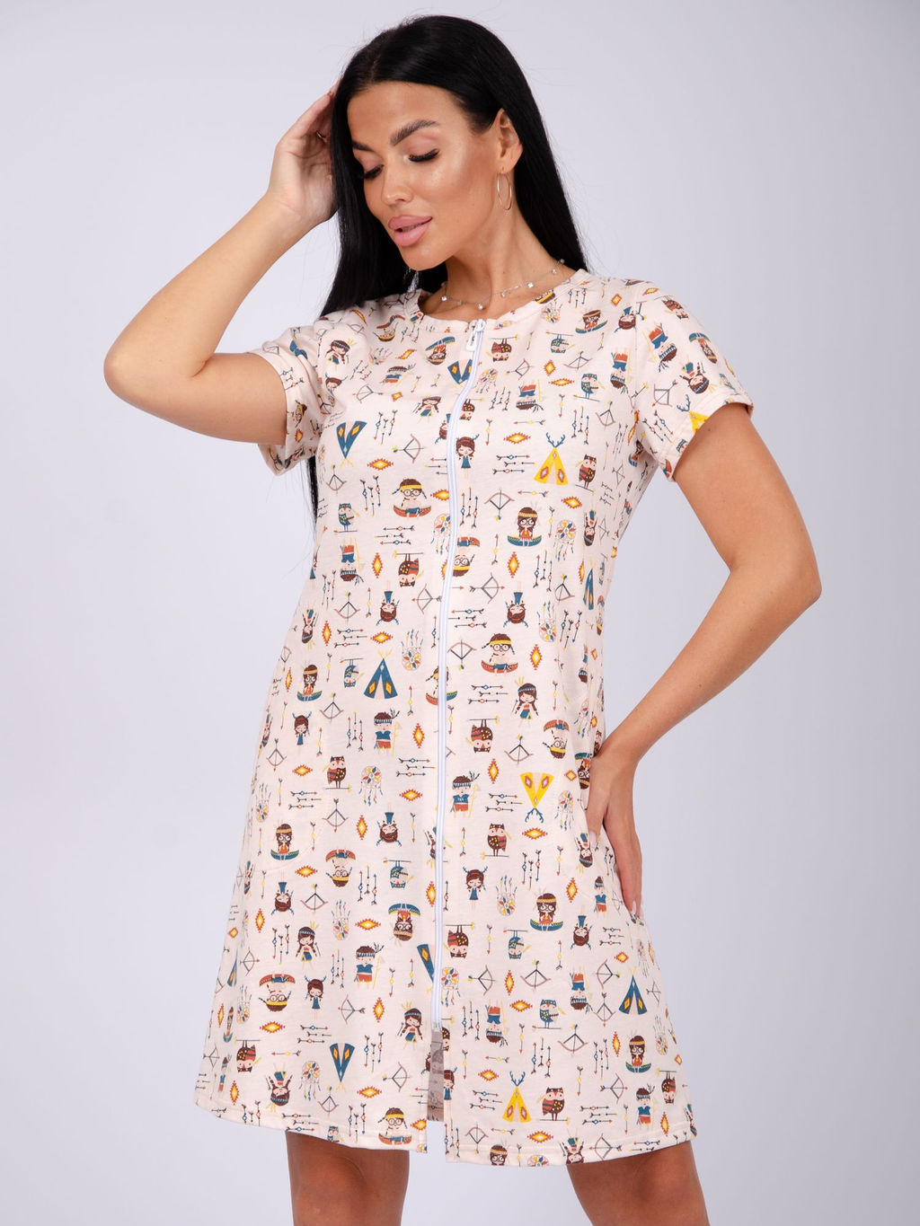 Халат Красотка 2 индейцы, трикотаж - Малина фото 9