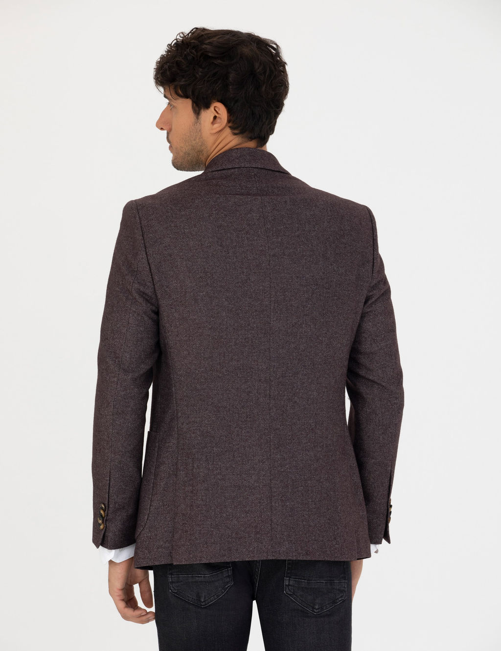 Bordo Ekstra Slim Fit Y_n Kar___ml_ Blazer Ceket