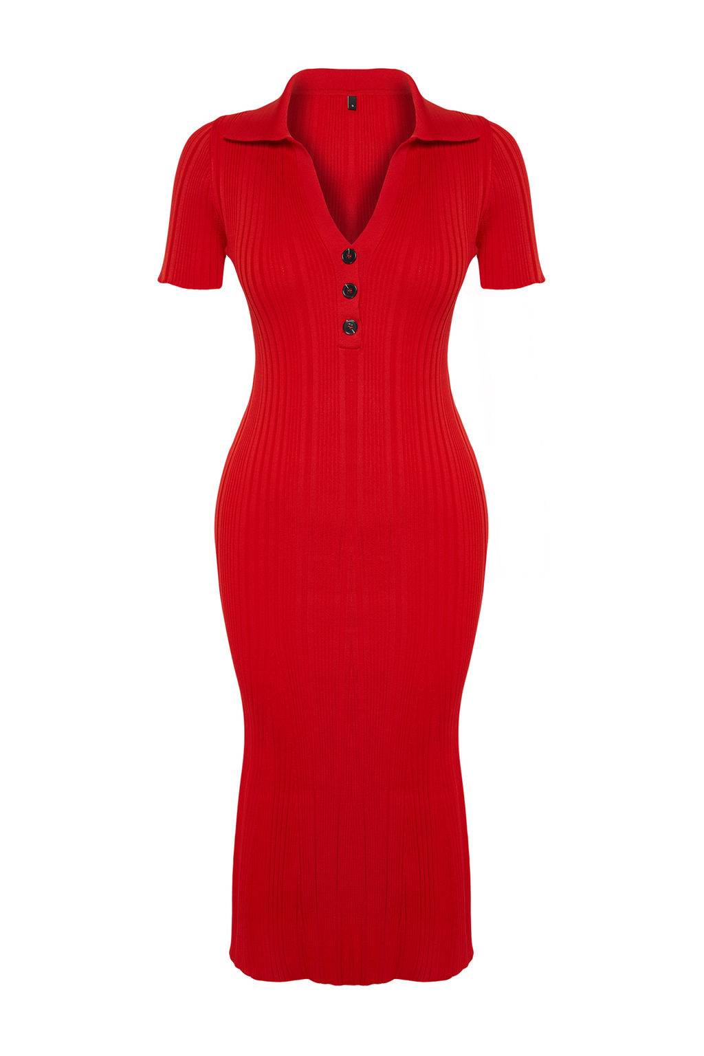 TRENDYOLMILLA Lacivert Maxi Triko Polo Yaka Elbise TWOSS24EL00282 фото 17