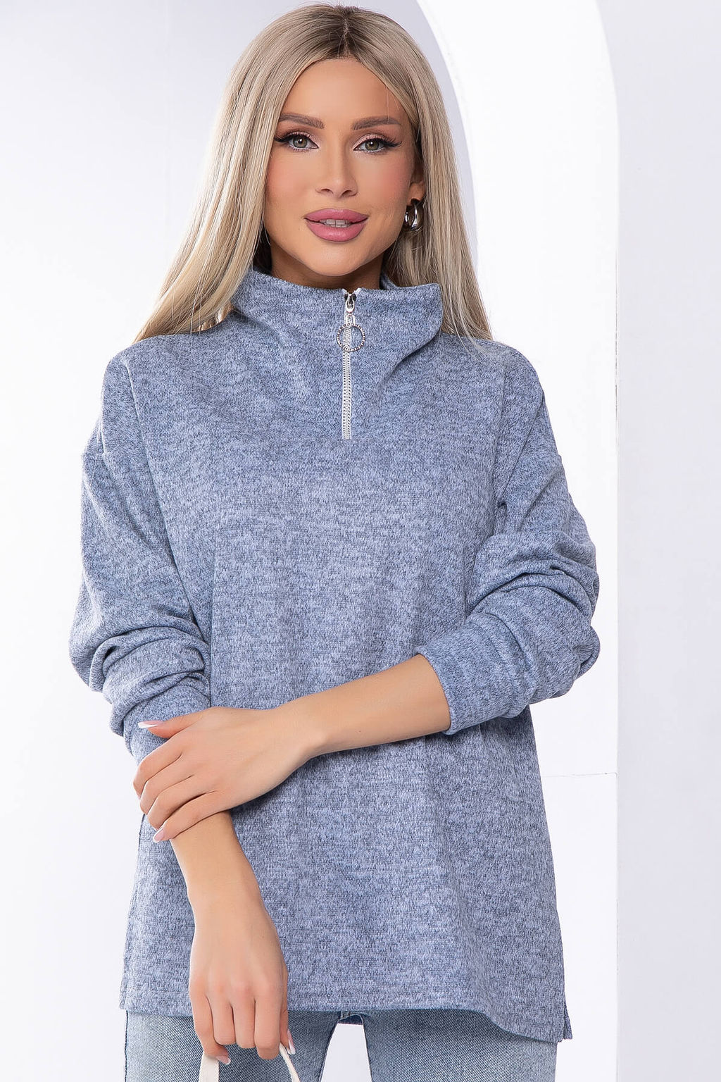 Джемпер Игра по твоим правилам (серо-голубой) Б8177 - Lt collection фото 7