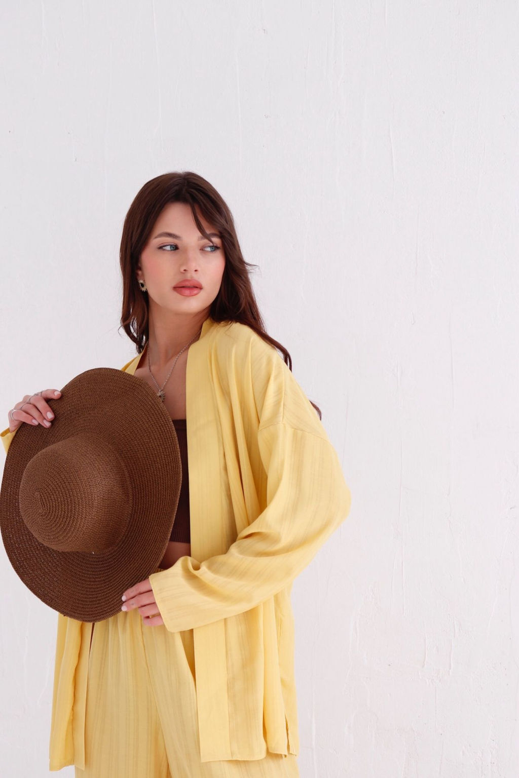 9444 Костюм из кимоно и брюк-палаццо жёлтый - Martichelli фото 5