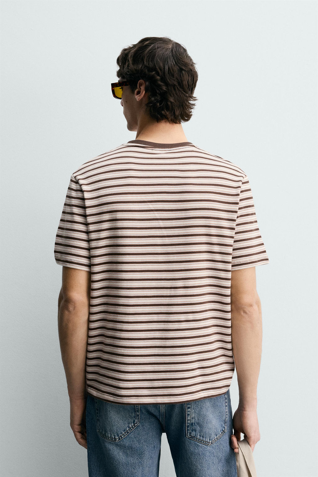 CAMISETA JACQUARD RAYAS CONTRASTE / Marr?n