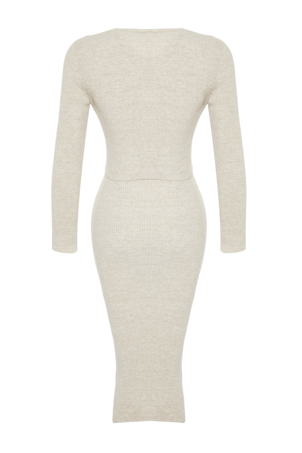 TRENDYOLMILLA Pembe Vucuda Oturan Midi Triko H?rka Elbise Tak?m TWOSS21EL0208 фото 35