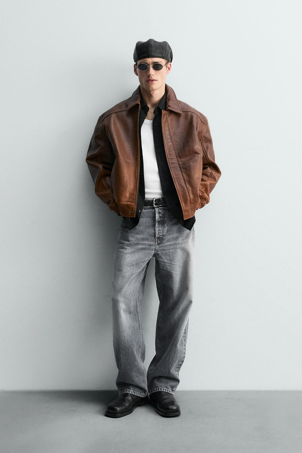 VINTAGE-EFFECT LIMITED EDITION LEATHER JACKET